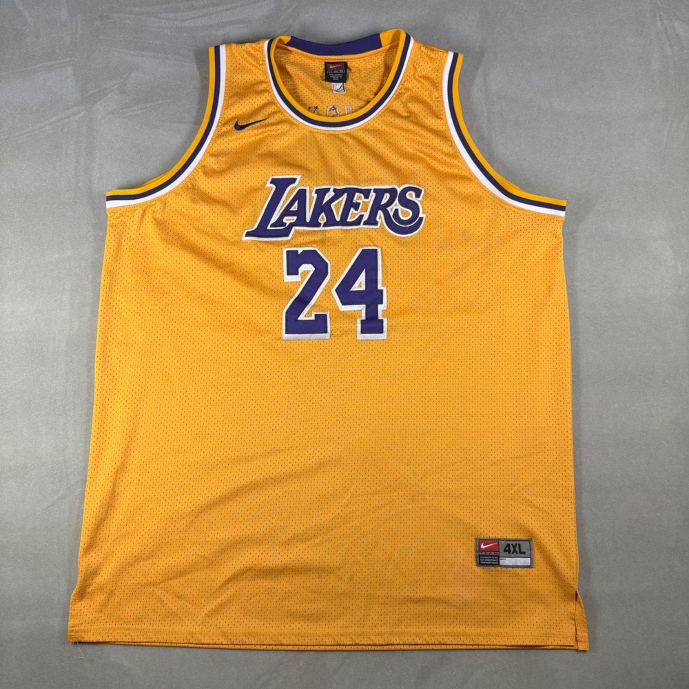 Nike Los Angeles Lakers Kobe Bryant 24 Jersey Men 4XL Yellow NBA Mesh Basketball